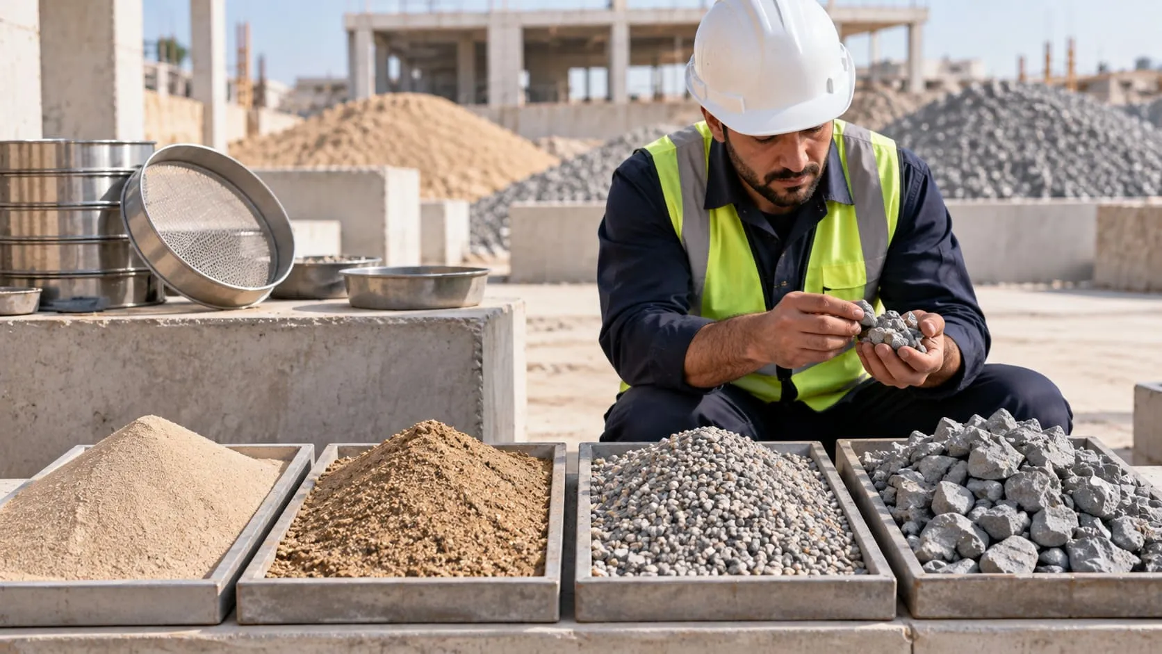 أنواع الرمل والبحص المستخدمة في مشاريع البناء السورية