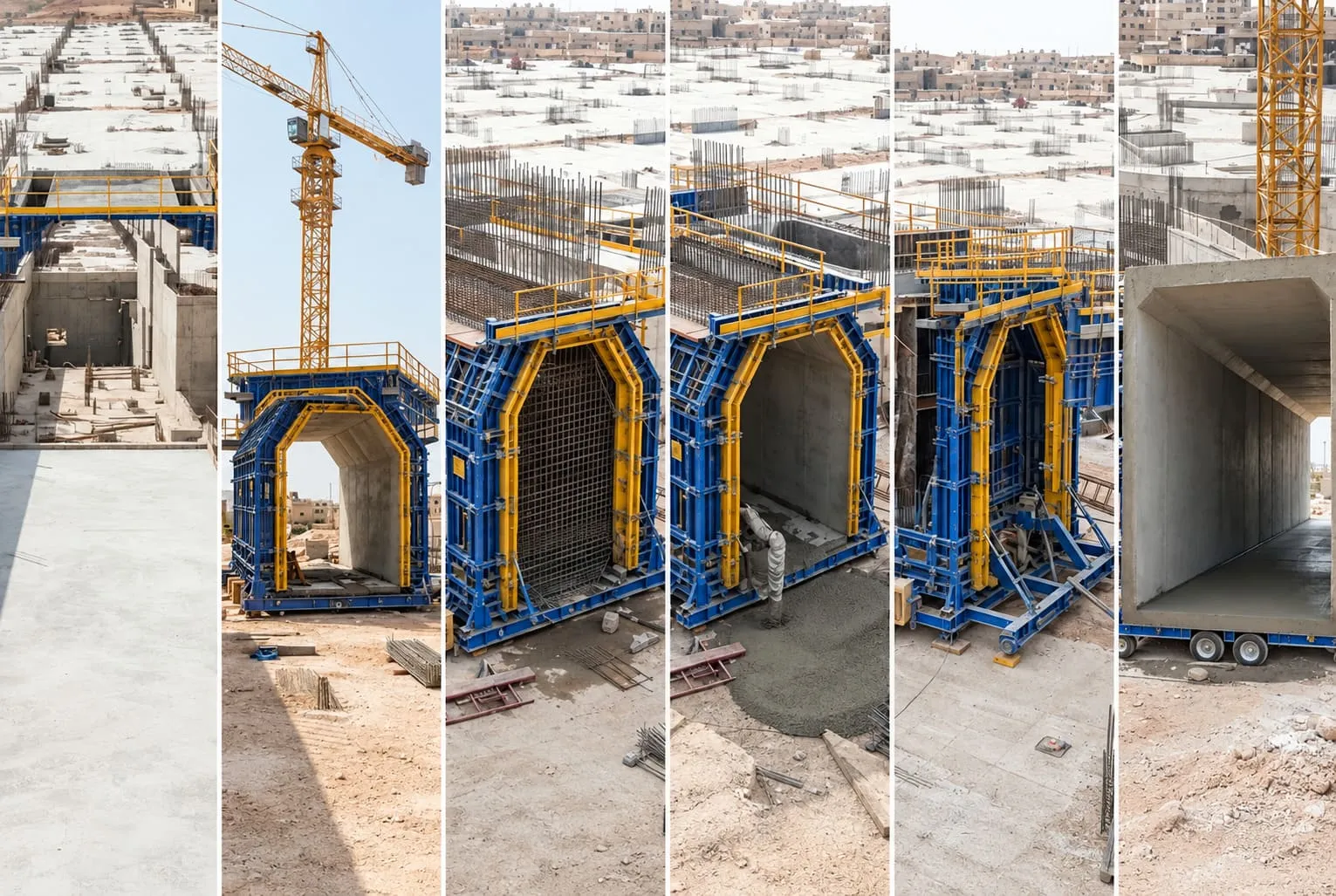 خطوات العمل الميداني ودورة تشغيل المنصات الخرسانية